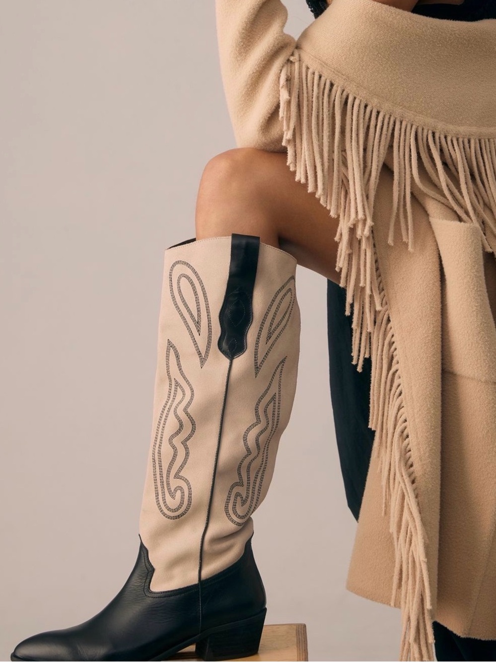 Pilcro Contrast Tall Western Boots